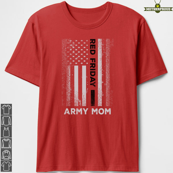 Military RED Shirt Friday Army Mom Flag T-shirts