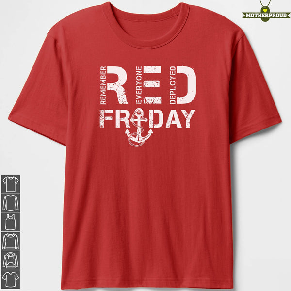 RED Friday Shirts Navy Family Anchor Support T-shirts