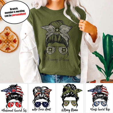 Military Mom Family Personalized Messy T-shirts