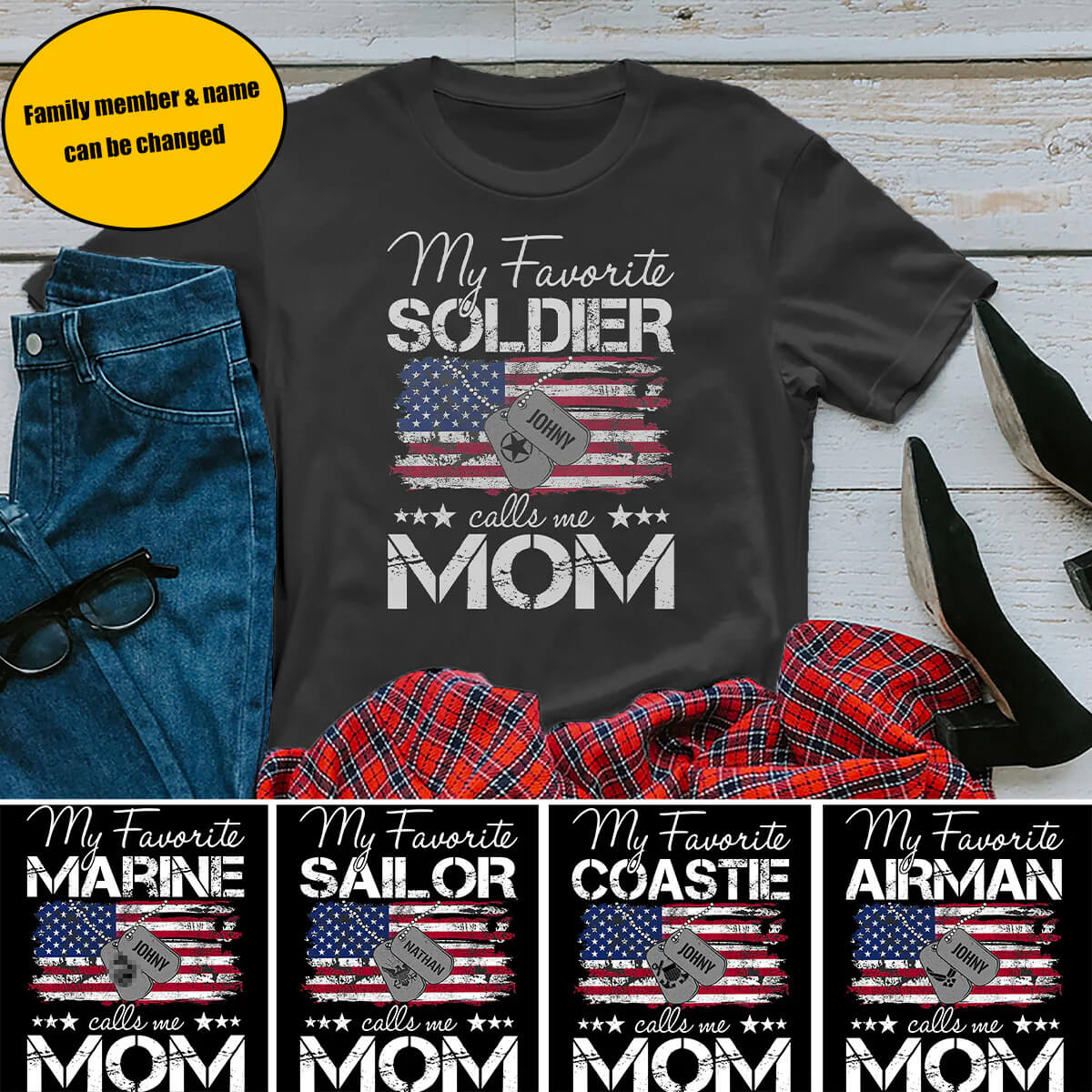 Personalized Military Mom Favorite T Shirts Motherproud