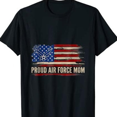 Proud Air Force Mom American US Flag T-Shirt