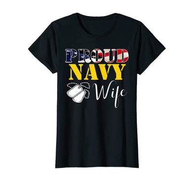 Proud Navy Wife American Flag T-shirts