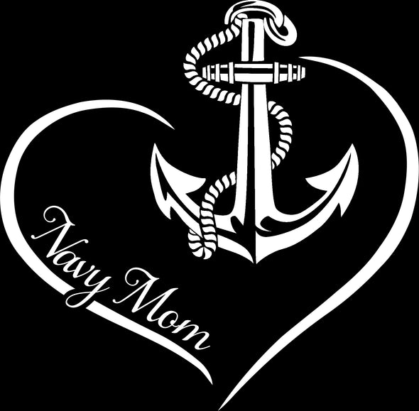 Navy Mom Curve Heart Decal - MotherProud
