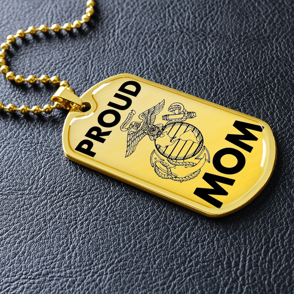 Proud Marine Mom Stainless Steel Dog Tags
