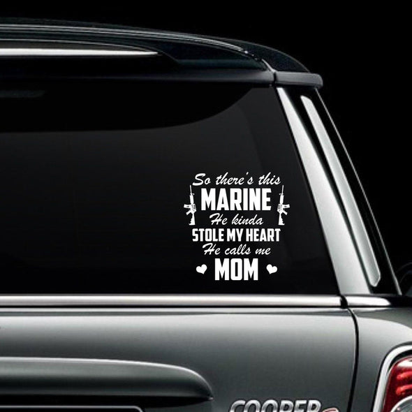 Marine Mom Marine Stole My Heart Decal - MotherProud