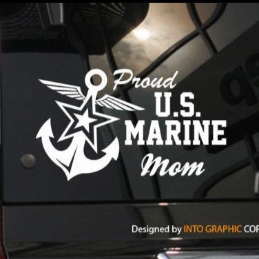 Proud Mom US Marine Vinyl Car Decal - MotherProud