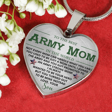 Army Mom Can Handle Heart Necklace
