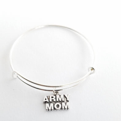 Army mom silver plated bangle bracelet