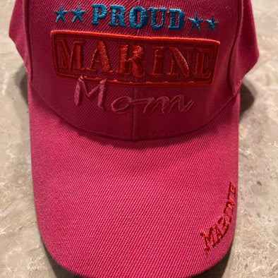 Proud Marine Mom Cap Hot Pink hat