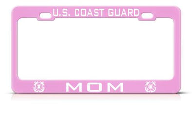 UNITED STATES COAST GUARD MOM Pink License Plate Frame - MotherProud