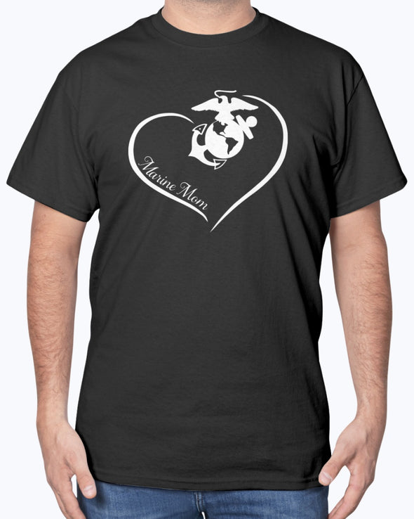 US Marine Mom Curve Heart T-shirts - MotherProud