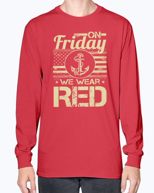 On Friday We Wear RED Navy Mom Parents T-shirts - MotherProud
