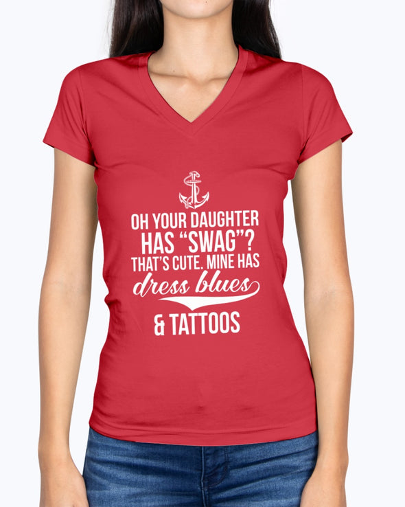 Navy Mom Daughter Dress Blues Tattoos T-shirts - MotherProud