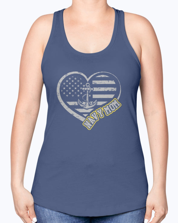 US Navy Mom Heart Flag T-shirts - MotherProud