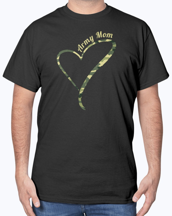 Proud Army Mom Camo Heart T-shirts