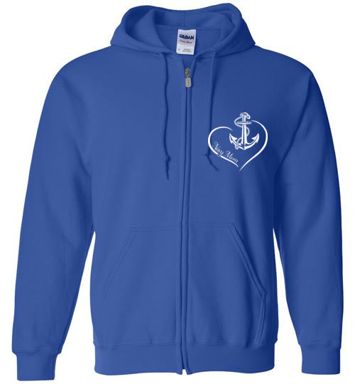 Navy Mom Pledge Heart Daughter Zip Hoodie - MotherProud