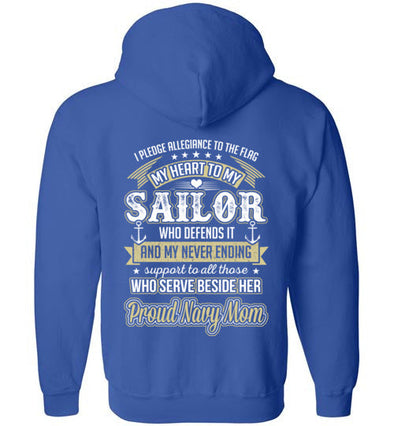 Navy Mom Pledge Heart Daughter Zip Hoodie - MotherProud