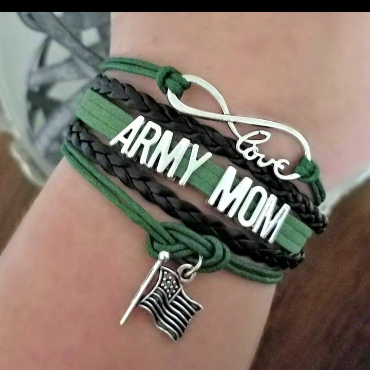 Infinity Army Mom Bracelet with USA Flag - MotherProud