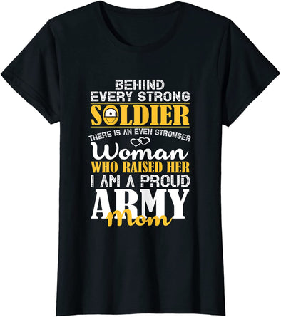 Behind Soldier Army Mom Daughter Tee