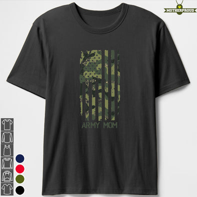 Army Mom Camo Flag T-shirts