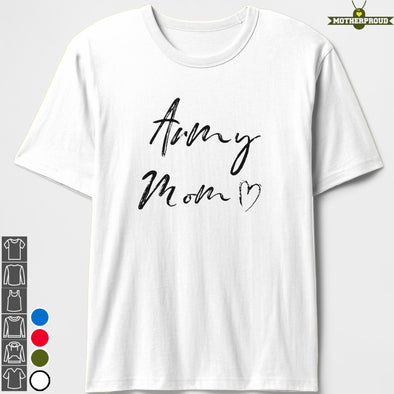 Army Mom Chalk Handwriting T-shirts