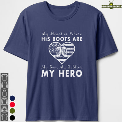 Army Mom Heart & Boots T-shirts