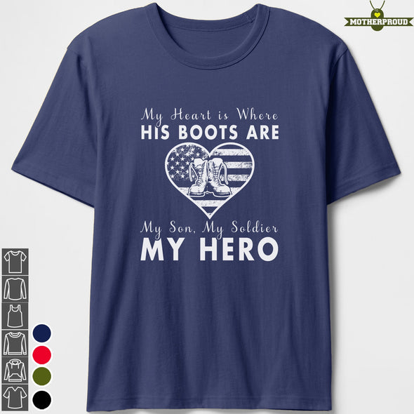 Army Mom Heart & Boots T-shirts