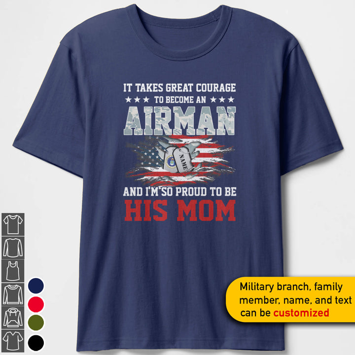 Custom Courage Military Mom T-shirts Personalize Family Apparel