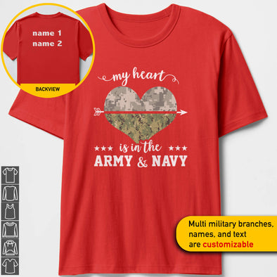 Custom Heart Multi-branch Military Mom Shirts Personalize Family Apparel