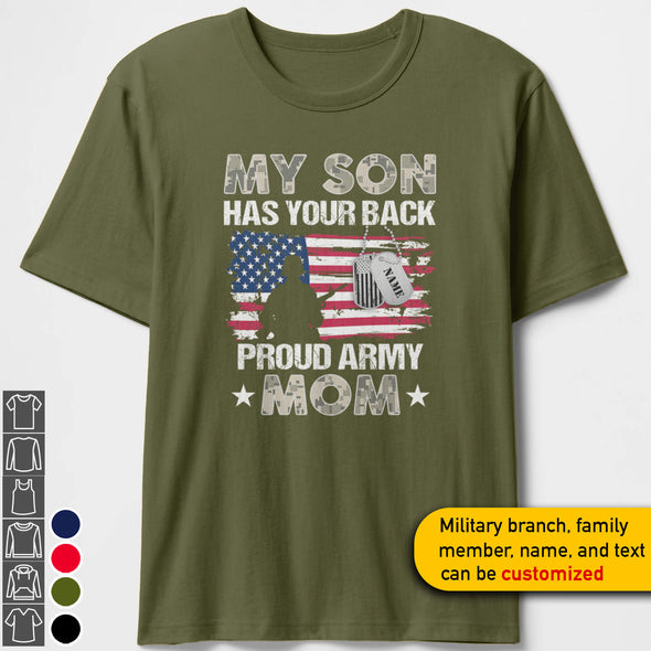 Custom Military Mom Has Your Back T-shirts Personalized Military Apparel