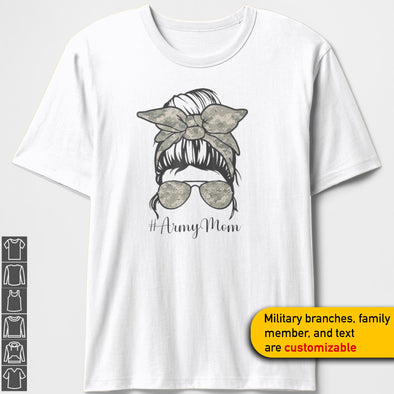 Custom Military Mom Messy T-shirts Personalize Family Apparel
