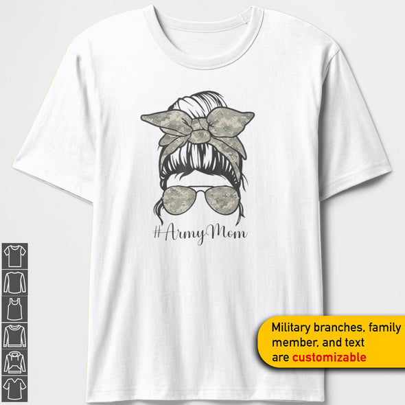Custom Military Mom Messy T-shirts Personalize Family Apparel