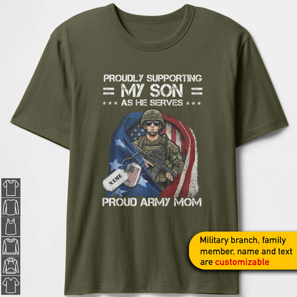 Custom Military Mom Proudly Support T-shirts Personalize Family Apparel