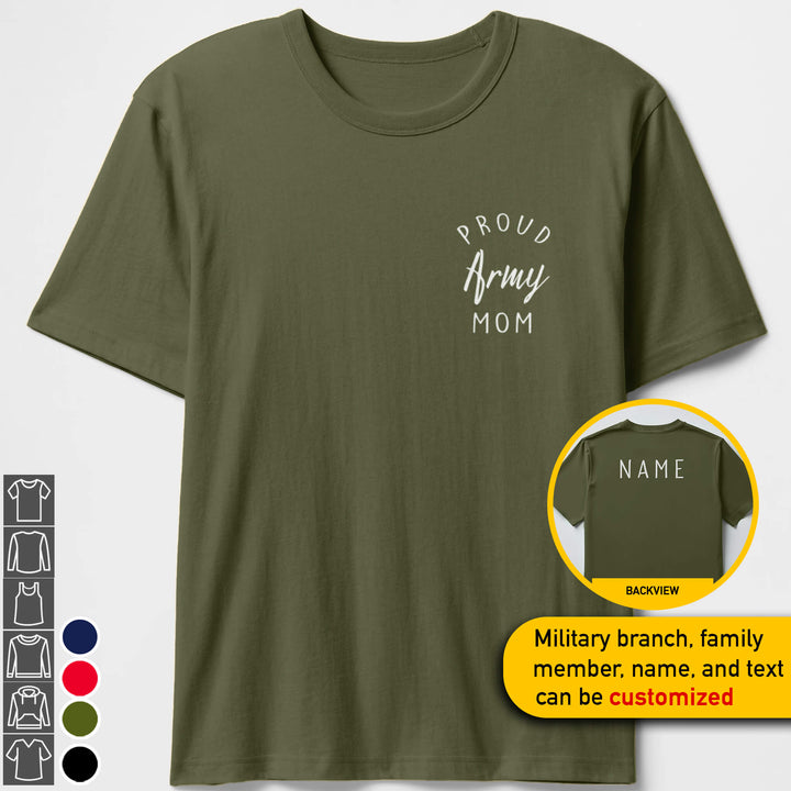 Custom Proud Sides Military Mom T-shirts Personalize Family Apparel