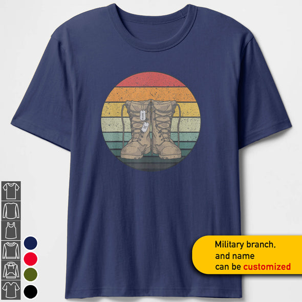 Custom Retro Military Mom T-shirts Personalize Family Apparel