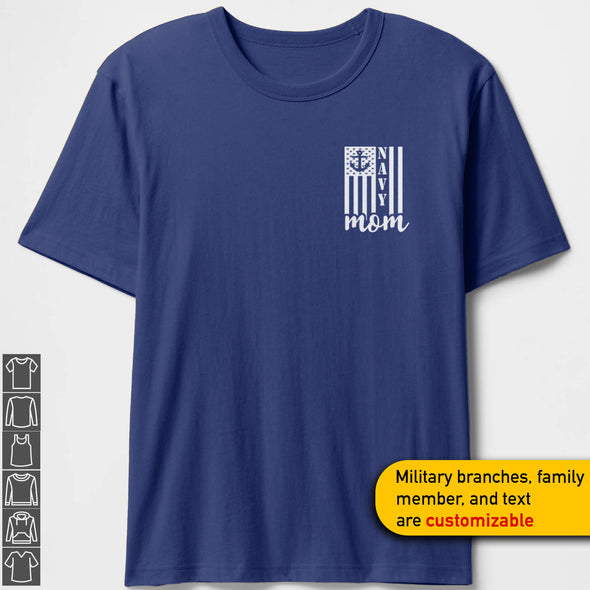 Custom Military Mom Flag Chest T-shirts Personalized Family Apparel