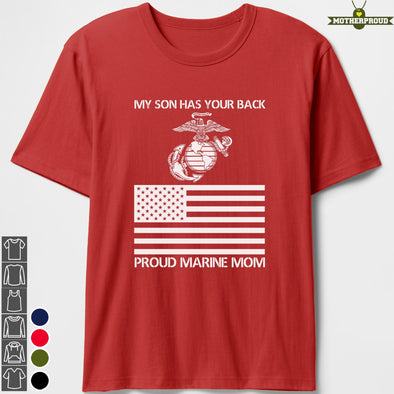 Has Your Back Marine Mom T-shirts