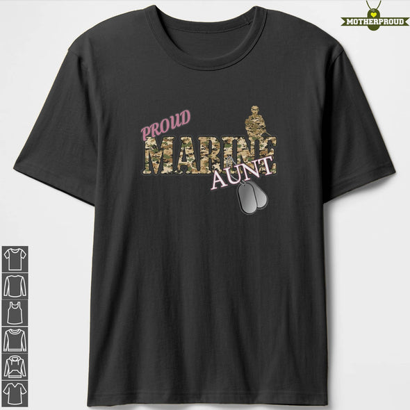 Marine Aunt Camo Dog Tag T-Shirts