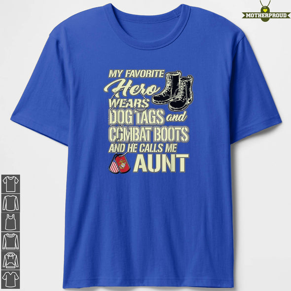 Marine Aunt Combat Boots Dog Tags T-Shirts