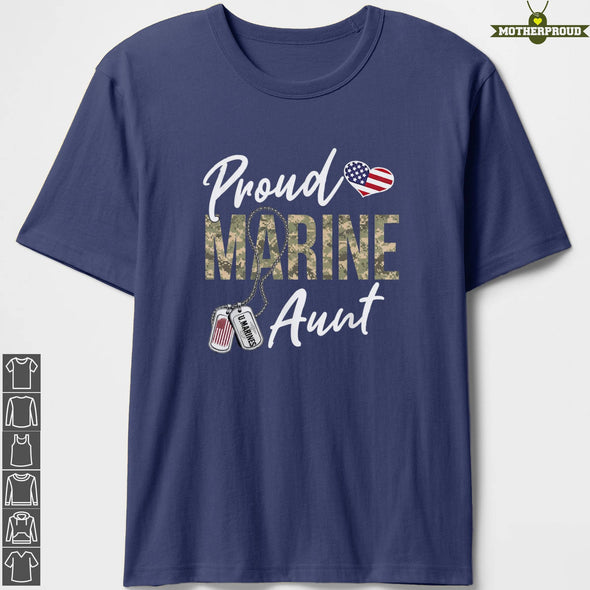 Marine Aunt Heart Flag T-Shirts