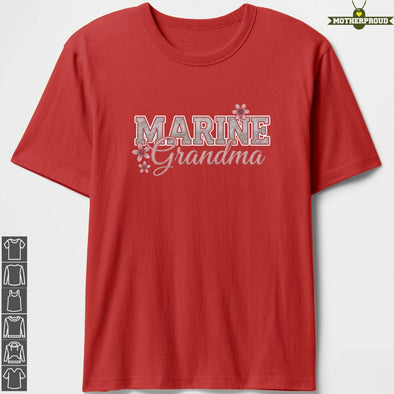 Marine Grandma Embroidery T-Shirts