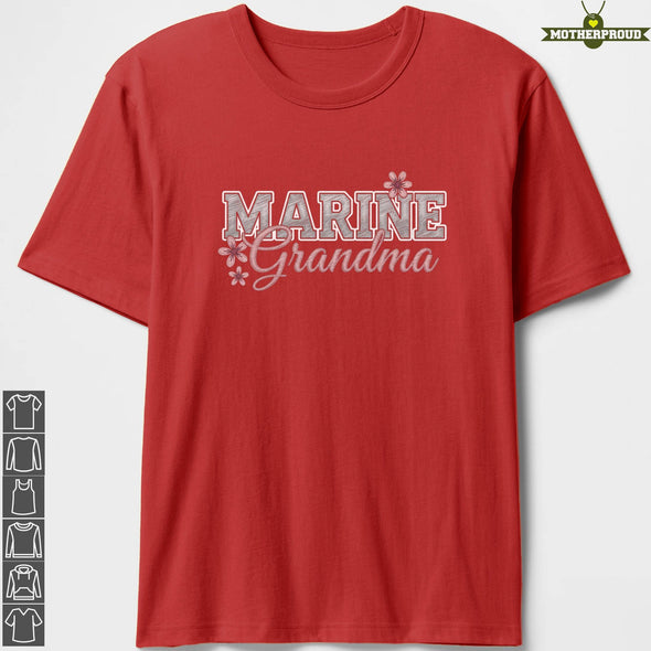 Marine Grandma Embroidery T-Shirts