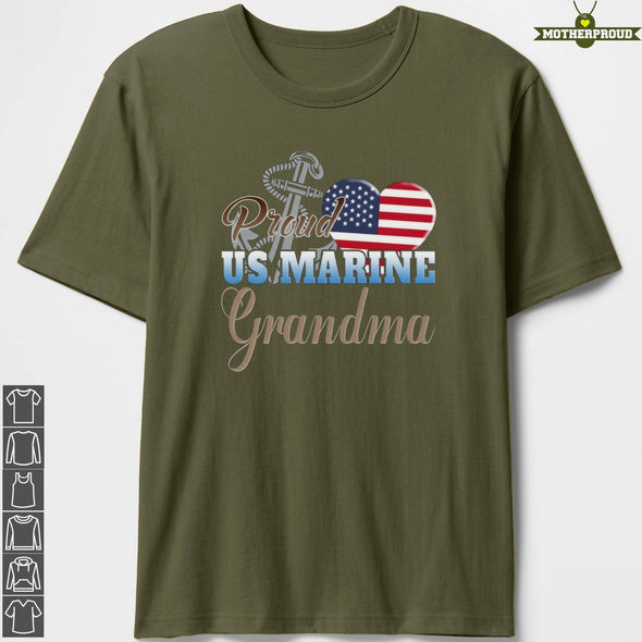 Marine Grandma Heart Flag T-Shirts