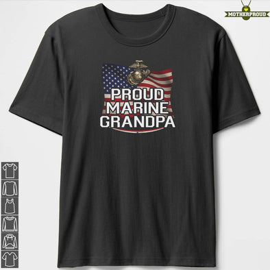 Marine Grandpa Flag Proud T-Shirts
