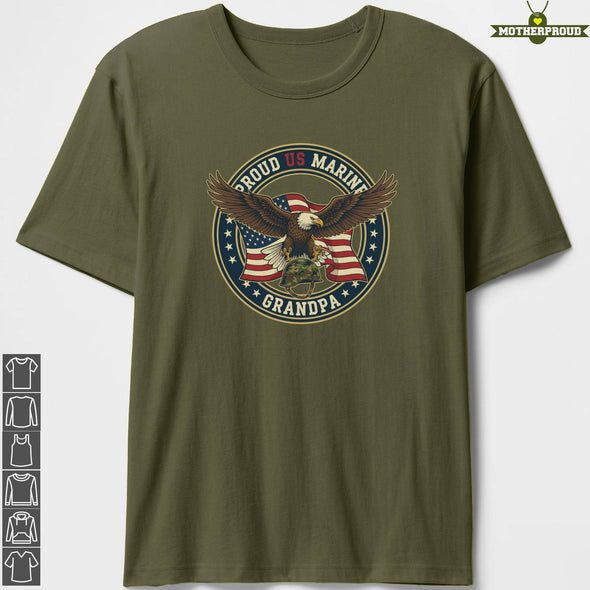 Marine Grandpa Proud Us Eagle T-Shirts