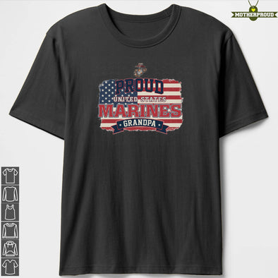 Marine Grandpa Proud Us Flag T-Shirts