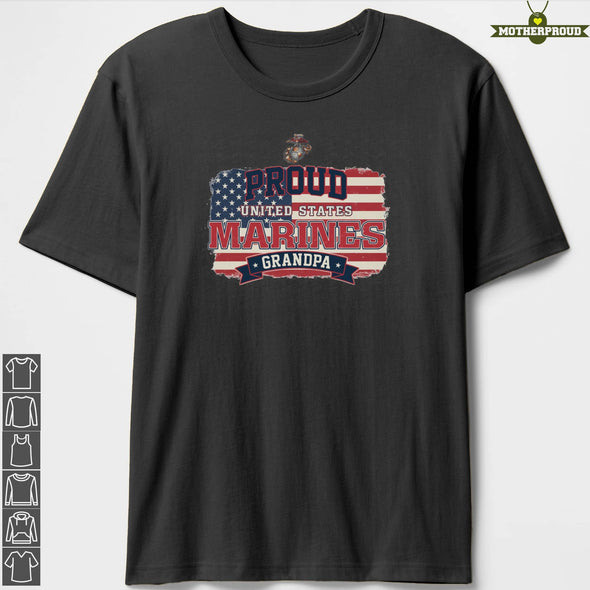 Marine Grandpa Proud Us Flag T-Shirts