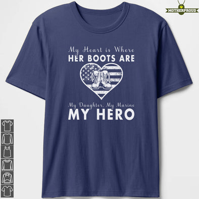 Marine Mom Daughter Heart & Boots T-shirts