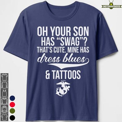 Marine Mom Dress Blues Tattoos T-shirts
