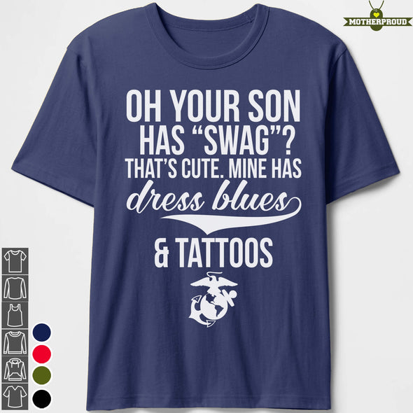 Marine Mom Dress Blues Tattoos T-shirts